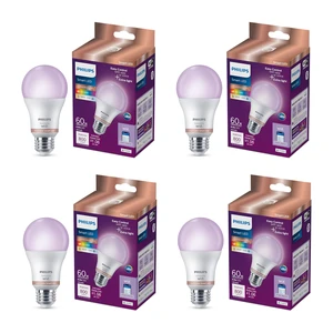 Smart LED Full Color Light Bulb 4-Pack, A19 60W 800LM E26 Indoor, Sunset to Sunrise Automation + Motion Detection + Control with Voice or App, Matter Compatible Smart LED Full Color Light Bulb 4-Pack, A19 60W 800LM E26 Indoor, Sunset to Sunrise Automation + Motion Detection + Control with Voice or App, Matter Compatible