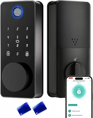 Fingerprint Keyless Entry Door Lock, Smart Deadbolt Lock App Control | Auto Lock, One-Time Password, Electronic Touchscreen Keypad, IP54 Waterproof, Easy Install Fingerprint Keyless Entry Door Lock, Smart Deadbolt Lock App Control | Auto Lock, One-Time Password, Electronic Touchscreen Keypad, IP54 Waterproof, Easy Install