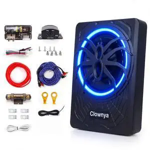 10" 1200W Car Subwooferr - Underseat Subwoofer with Built - in Amplifier, Aluminum Enclosure, High/Low Level Inputs, Blue LED Light and Wired Remote for Truck, SUV, car, Jeep and MPV 10" 1200W Car Subwooferr - Underseat Subwoofer with Built - in Amplifier, Aluminum Enclosure, High/Low Level Inputs, Blue LED Light and Wired Remote for Truck, SUV, car, Jeep and MPV