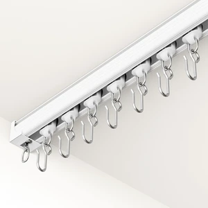 Ceiling Curtain Track White 6-9 ft Heavy Duty Ceiling/Wall Mount Rail | Includes 30 quiet-glide rollers, 30 hooks and 30 clips. Supports up to 50 lbs for room dividers, bathrooms and hospitals Ceiling Curtain Track White 6-9 ft Heavy Duty Ceiling/Wall Mount Rail | Includes 30 quiet-glide rollers, 30 hooks and 30 clips. Supports up to 50 lbs for room dividers, bathrooms and hospitals