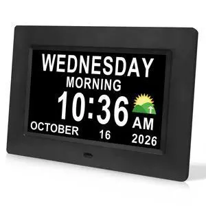 Digital Calendar Dementia Alarm Clock with Day and Date for Elderly - 15 Alarms 5 Colors Display Large Display Alzheimers Clock Large Digital Clock for Seniors (7in Black) Digital Calendar Dementia Alarm Clock with Day and Date for Elderly - 15 Alarms 5 Colors Display Large Display Alzheimers Clock Large Digital Clock for Seniors (7in Black)