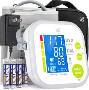 Upper Arm Blood Pressure Monitor for Home Use Automatic One-Touch BP Machine, Wide-Range Cuff (8.716.5), Large Backlit Display, 2-User Memory, Complete Kit Upper Arm Blood Pressure Monitor for Home Use Automatic One-Touch BP Machine, Wide-Range Cuff (8.716.5), Large Backlit Display, 2-User Memory, Complete Kit