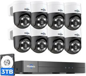 Human Tracking+300°Pan 90°Tilt Hiseeu 4K PoE Security Camera System,Wired NVR Security Camera System w/8 * 5MP PoE PTZ Camera Outdoor&Indoor,2-Way Audio,Color Night Vision,7/24 Record Human Tracking+300°Pan 90°Tilt Hiseeu 4K PoE Security Camera System,Wired NVR Security Camera System w/8 * 5MP PoE PTZ Camera Outdoor&Indoor,2-Way Audio,Color Night Vision,7/24 Record