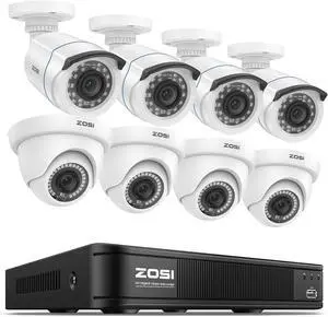 ZOSI H.265+ 1080p Home Security Camera System Indoor Outdoor, 5MP Lite CCTV DVR 8 Channel, 8 x 1080p Weatherproof Surveillance Bullet Dome Camera, Remote Access, Human Vehicle Detect (No Hard Drive) ZOSI H.265+ 1080p Home Security Camera System Indoor Outdoor, 5MP Lite CCTV DVR 8 Channel, 8 x 1080p Weatherproof Surveillance Bullet Dome Camera, Remote Access, Human Vehicle Detect (No Hard Drive)