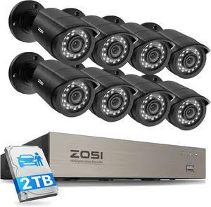 ZOSI 8CH 5MP Lite Security Camera System with 2TB HDD, 8 x 1080p Outdoor Cameras, Human Vehicle Detection, 80ft Night Vision, IP66 Weatherproof, Remote Access, 24/7 Recording ZOSI 8CH 5MP Lite Security Camera System with 2TB HDD, 8 x 1080p Outdoor Cameras, Human Vehicle Detection, 80ft Night Vision, IP66 Weatherproof, Remote Access, 24/7 Recording
