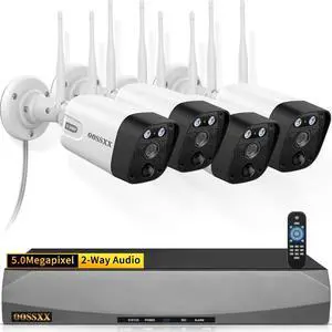 OOSSXX (2026 New) 5MP Wireless Security Camera System, 16CH Expandable NVR with 4 Dual Antenna Cameras, 130° Wide Angle, 2-Way Audio, IP66 Waterproof, Free App, No Monthly Fee OOSSXX (2026 New) 5MP Wireless Security Camera System, 16CH Expandable NVR with 4 Dual Antenna Cameras, 130° Wide Angle, 2-Way Audio, IP66 Waterproof, Free App, No Monthly Fee