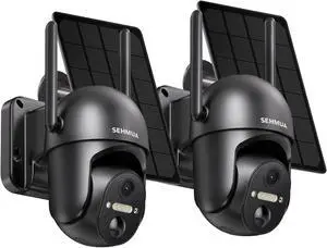 SEHMUA 2 Pack Outdoor Camera Wireless, 2K Solar Security Cameras Wireless Outdoor 360° View Battery Powered Camera, WiFi Home Security with Spotlight Color Night Vision, PIR Sensor,Black SEHMUA 2 Pack Outdoor Camera Wireless, 2K Solar Security Cameras Wireless Outdoor 360° View Battery Powered Camera, WiFi Home Security with Spotlight Color Night Vision, PIR Sensor,Black