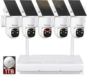 Wireless Security Camera System Outdoor, Aurora Lux Color Night Vison 5 Cam-Kit Solar Powered Security Cameras Wireless Outdoor-1TB 360° View 2.4/5Ghz WiFi No Monthly Fee Wireless Security Camera System Outdoor, Aurora Lux Color Night Vison 5 Cam-Kit Solar Powered Security Cameras Wireless Outdoor-1TB 360° View 2.4/5Ghz WiFi No Monthly Fee