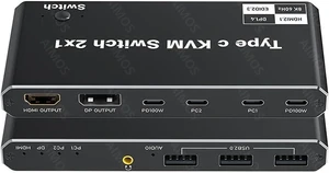 INF 2 in 1 USB-C KVM Switch with 8K@60Hz 4K@120Hz Output for Windows 11/10/8/7/Vista/XP, Mac OS X 10.9, Thunderbolt 3 Thunderbolt 4 Compatible INF 2 in 1 USB-C KVM Switch with 8K@60Hz 4K@120Hz Output for Windows 11/10/8/7/Vista/XP, Mac OS X 10.9, Thunderbolt 3 Thunderbolt 4 Compatible