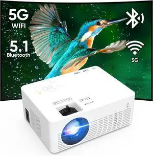 Mini Projector with WiFi and Bluetooth, 1080P Supported Outdoor Movie Projector, Compatible with Android/iOS/Windows/TV Stick/HDMI/USB Mini Projector with WiFi and Bluetooth, 1080P Supported Outdoor Movie Projector, Compatible with Android/iOS/Windows/TV Stick/HDMI/USB