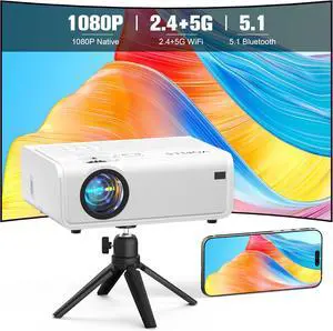 1080P Projector with WiFi and Bluetooth, VOPLLS Outdoor Projectors with Electric Focus, Portable Movie Phone Wireless Gaming Wifi Proyector for Bedroom/Home/Celling 1080P Projector with WiFi and Bluetooth, VOPLLS Outdoor Projectors with Electric Focus, Portable Movie Phone Wireless Gaming Wifi Proyector for Bedroom/Home/Celling