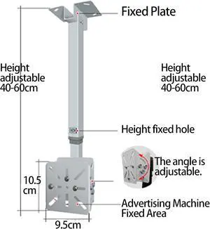 3D Holographic Fan Display Bracket Adjustable Ceiling Mount Bracket for 3D Holographic Fan Display, Black/White, Height & Angle Adjustable, Sturdy Hanging Support for Holographic Fan Installation 3D Holographic Fan Display Bracket Adjustable Ceiling Mount Bracket for 3D Holographic Fan Display, Black/White, Height & Angle Adjustable, Sturdy Hanging Support for Holographic Fan Installation