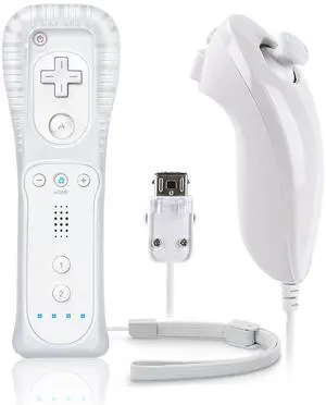 Wii Remote with Nunchuck,Wii Controller with Nunchuck Compatible with Nintendo Wii/Wii U with Silicone Case and Wrist Strap, White Wii Remote with Nunchuck,Wii Controller with Nunchuck Compatible with Nintendo Wii/Wii U with Silicone Case and Wrist Strap, White