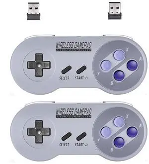 2 Pack 2.4GHz Wireless USB Controller Compatible with SNES Games & Nintendo Switch 1, Retro USB Gamepad for Windows PC, Mac, Linux, Raspberry Pi, RetroPie Classic Design, Plug & Play 2 Pack 2.4GHz Wireless USB Controller Compatible with SNES Games & Nintendo Switch 1, Retro USB Gamepad for Windows PC, Mac, Linux, Raspberry Pi, RetroPie Classic Design, Plug & Play