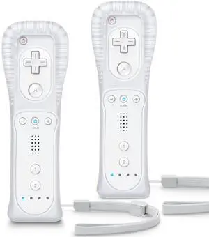Remote Controller for Wii & Wii U, with Silicone Case and Wrist Strap, 2 pack (White) Remote Controller for Wii & Wii U, with Silicone Case and Wrist Strap, 2 pack (White)