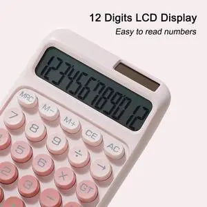 Desk Calculator, Cute 12 Digits Large LCD Display Merchanical Calculator Big Buttons for School,Office,Home,Business, Solar and Battery Dual Power, Battery Include (Pink) Desk Calculator, Cute 12 Digits Large LCD Display Merchanical Calculator Big Buttons for School,Office,Home,Business, Solar and Battery Dual Power, Battery Include (Pink)