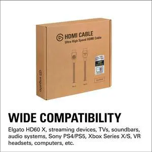 Ultra High Speed HDMI Cable Certified HDMI 2.1, 48 Gbit/s, Supports 8K@60Hz, 4K@120Hz, Dynamic HDR, eARC, Dolby Atmos, Compatible with HD60 X, Sony PS4/PS5, Xbox Series X/S etc., 6.5ft Ultra High Speed HDMI Cable Certified HDMI 2.1, 48 Gbit/s, Supports 8K@60Hz, 4K@120Hz, Dynamic HDR, eARC, Dolby Atmos, Compatible with HD60 X, Sony PS4/PS5, Xbox Series X/S etc., 6.5ft