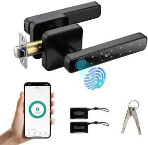 Smart Door Knob with Key & Keypad, Bluetooth Keyless Entry, Biometric Fingerprint Door Lock - Privacy & Passage Doorknob Functions for Home, Bedroom, Office, and Apartment Smart Door Knob with Key & Keypad, Bluetooth Keyless Entry, Biometric Fingerprint Door Lock - Privacy & Passage Doorknob Functions for Home, Bedroom, Office, and Apartment