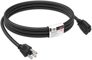 6FT Black Outdoor Extension Cord, 16/3 SJTW Heavy Duty Waterproof, 3 Prong Grounded Plug, 13A 1625W 16AWG, Cold-Resistant Flexible Power Cable for Garden, Home, Christmas Lights 6FT Black Outdoor Extension Cord, 16/3 SJTW Heavy Duty Waterproof, 3 Prong Grounded Plug, 13A 1625W 16AWG, Cold-Resistant Flexible Power Cable for Garden, Home, Christmas Lights
