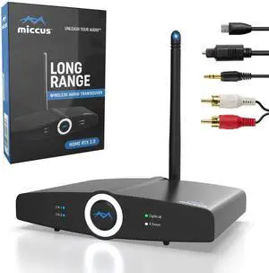 Long Range Bluetooth Transmitter or Receiver, Audio Only for TV PC Stereo, Connect Speaker, Headphones, Phone, aptX Low Latency Wireless Adapter, Listen in HD No Delay Optical RCA 3.5mm (Home RTX 2.0) Long Range Bluetooth Transmitter or Receiver, Audio Only for TV PC Stereo, Connect Speaker, Headphones, Phone, aptX Low Latency Wireless Adapter, Listen in HD No Delay Optical RCA 3.5mm (Home RTX 2.0)