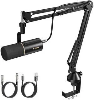 Dynamic Podcast Microphone, XLR/USB Mic for Podcasting, Recording, Streaming, XLR Cardioid Studio Mic with Quick Mute, 3.5mm Headphone Jack, Volume Control, Microfono with Boom Arm, Black,TD510+ Dynamic Podcast Microphone, XLR/USB Mic for Podcasting, Recording, Streaming, XLR Cardioid Studio Mic with Quick Mute, 3.5mm Headphone Jack, Volume Control, Microfono with Boom Arm, Black,TD510+