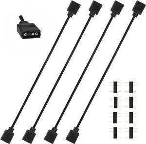 4 Pcs 5V 3-Pin ARGB Extension Cable, ARGB 1-to-1 Female to Female Cable Extension PC for Computer Case Fans and Addressable LED Strips, RGB Splitter Cord (ARGB Extension Cable) 4 Pcs 5V 3-Pin ARGB Extension Cable, ARGB 1-to-1 Female to Female Cable Extension PC for Computer Case Fans and Addressable LED Strips, RGB Splitter Cord (ARGB Extension Cable)