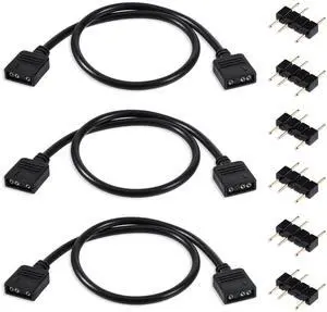 3 Pack ARGB Extension Cable 1-to-1 ARGB Splitter Cable 5V 3-Pin Addressable RGB Cables-Female to Female 3 Pin Extension Connector Cord Wire for Extending Computer 30cm / 11.8in 3 Pack ARGB Extension Cable 1-to-1 ARGB Splitter Cable 5V 3-Pin Addressable RGB Cables-Female to Female 3 Pin Extension Connector Cord Wire for Extending Computer 30cm / 11.8in