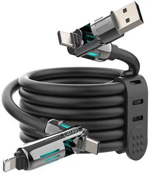 MFish 240W 4-in-1 Fast Charging Cable, Black, 3.3FT | Carrying Case, USB-A & USB-C to USB-C/Lightning, For iPhone 17/16/15/14, MacBook, iPad, Laptop, Samsung S25/S24 MFish 240W 4-in-1 Fast Charging Cable, Black, 3.3FT | Carrying Case, USB-A & USB-C to USB-C/Lightning, For iPhone 17/16/15/14, MacBook, iPad, Laptop, Samsung S25/S24