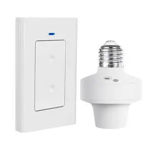 RF 433Mhz Wireless Remote Control Light Lamp Socket E26 E27 Bulb Base Holder, Light Switch Kit with Wall-Mounted Controller for Pull Chain Light Lamp Fixtures RF 433Mhz Wireless Remote Control Light Lamp Socket E26 E27 Bulb Base Holder, Light Switch Kit with Wall-Mounted Controller for Pull Chain Light Lamp Fixtures