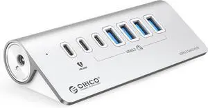 7-Port USB 3.2 Gen2 Hub, Powered USB 3.2 Hub with 4 USB-A, 2 USB-C, PD 60W, 72W Power Adapter, 10Gbps Aluminium USB-Splitter with 3.28Ft USB-C to USB-C Cable for iMac, MacBooks, Mac mini 7-Port USB 3.2 Gen2 Hub, Powered USB 3.2 Hub with 4 USB-A, 2 USB-C, PD 60W, 72W Power Adapter, 10Gbps Aluminium USB-Splitter with 3.28Ft USB-C to USB-C Cable for iMac, MacBooks, Mac mini