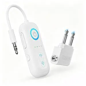 Bluetooth 5.4 Transmitter Receiver, Wireless Audio Adapter, Airplane Gadgets & Travel Essentials for 2 Headphones, 20H Battery, aptX Low Latency, 3.5mm AUX Jack, for Car, TV, Home -Ivory Bluetooth 5.4 Transmitter Receiver, Wireless Audio Adapter, Airplane Gadgets & Travel Essentials for 2 Headphones, 20H Battery, aptX Low Latency, 3.5mm AUX Jack, for Car, TV, Home -Ivory