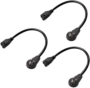 360-Degree Rotating Flat Extension Cord, 3-Pack, 18-Inch, Black Short Extension Cord Flat Plug, Reduces Cable Clutter, Provides Easy Access to Hard-to-Reach Ports, UL Listed 360-Degree Rotating Flat Extension Cord, 3-Pack, 18-Inch, Black Short Extension Cord Flat Plug, Reduces Cable Clutter, Provides Easy Access to Hard-to-Reach Ports, UL Listed