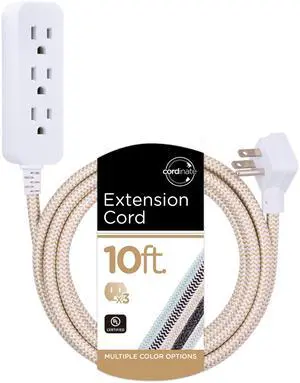 3 Outlet Power Strip Surge Protector Indoor Extension Cord 16 Gauge 245 Joules 10 Ft 3 Prong Braided Extension Cords Flat Extension Cord ETL Listed Brown 37916 3 Outlet Power Strip Surge Protector Indoor Extension Cord 16 Gauge 245 Joules 10 Ft 3 Prong Braided Extension Cords Flat Extension Cord ETL Listed Brown 37916