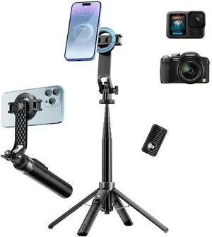 Portable MagSafe Selfie Stick Tripod for iPhone with Rechargeable Remote Portable MagSafe Selfie Stick Tripod for iPhone with Rechargeable Remote