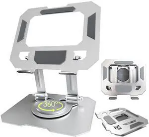 Tablet Stand for iPad, 360° Rotating Desktop Holder, Carbon Steel Adjustable Foldable Desk Holder for Home/Office, for Phone iPad Pro Air Samsung,for 4" -16" Tablets, Portable Upgraded - Silver Tablet Stand for iPad, 360° Rotating Desktop Holder, Carbon Steel Adjustable Foldable Desk Holder for Home/Office, for Phone iPad Pro Air Samsung,for 4" -16" Tablets, Portable Upgraded - Silver