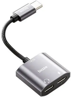 USB C to Dual USBC Headphone and Charger Adapter, USB C Splitter 1 in 2 Out Male to Female Audio Dongle Cable with 60W Fast Charging for USB C to Dual USBC Headphone and Charger Adapter, USB C Splitter 1 in 2 Out Male to Female Audio Dongle Cable with 60W Fast Charging for