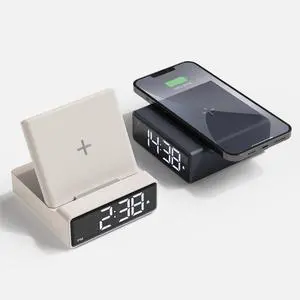 Mini Square 15W Fast Wireless Charging Clock (Dark Gray), Digital Alarm Clock, 3-Level Brightness, 12/24H Mode, Wireless Charging pad, Compatible with iPhone, Samsung, LG, AirPods, Galaxy Buds Mini Square 15W Fast Wireless Charging Clock (Dark Gray), Digital Alarm Clock, 3-Level Brightness, 12/24H Mode, Wireless Charging pad, Compatible with iPhone, Samsung, LG, AirPods, Galaxy Buds