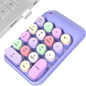 Wireless Number Pads, Cute Colorful Numeric Keypad Numpad Portable 2.4 GHz Financial Accounting Number Keyboard Extensions, 18 Key Number Numpad for Laptop Desktop, PC (Purple) Wireless Number Pads, Cute Colorful Numeric Keypad Numpad Portable 2.4 GHz Financial Accounting Number Keyboard Extensions, 18 Key Number Numpad for Laptop Desktop, PC (Purple)