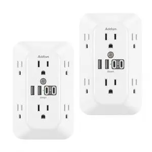 6-Outlet Extender Surge Protector, Multi Plug Wall Outlet with 4 USB Wall Charger(2 USB C Ports), Plug Extension Outlet with 1800J, Outlet Splitter Power Strip for Home Office, 2 Pack, White 6-Outlet Extender Surge Protector, Multi Plug Wall Outlet with 4 USB Wall Charger(2 USB C Ports), Plug Extension Outlet with 1800J, Outlet Splitter Power Strip for Home Office, 2 Pack, White