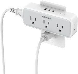 Multiple Plug Surge Protector, Multi Plug Outlet Extender, Grey 5 Outlets and 3 USB (2 USB C), Electrical Power Expander with Surge Protector Spaced for Home Office Dorm Room, 1875W Multiple Plug Surge Protector, Multi Plug Outlet Extender, Grey 5 Outlets and 3 USB (2 USB C), Electrical Power Expander with Surge Protector Spaced for Home Office Dorm Room, 1875W