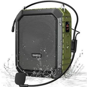 Voice Amplifier for Teacher with Portable Microphone Waterproof | 18W Microphone with Speaker with Wired Mic Headset, IPX5 Waterproof Bluetooth Speaker Systems for Guide, Coach (NOT Wireless) Voice Amplifier for Teacher with Portable Microphone Waterproof | 18W Microphone with Speaker with Wired Mic Headset, IPX5 Waterproof Bluetooth Speaker Systems for Guide, Coach (NOT Wireless)