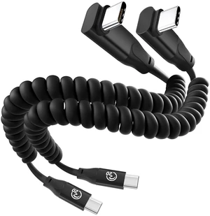 Coiled USB C to USB C Cable 90 Degree 1FT 2Pack, USBC 3.2 Gen 2 Cable | 20Gbps Short USBC Data Cable, 4K Video & 100W Type C Car Charger Cord for Android Auto & CarPlay, for iPhone 17, Galaxy S26 Coiled USB C to USB C Cable 90 Degree 1FT 2Pack, USBC 3.2 Gen 2 Cable | 20Gbps Short USBC Data Cable, 4K Video & 100W Type C Car Charger Cord for Android Auto & CarPlay, for iPhone 17, Galaxy S26