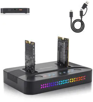Dual-Bay Dual-Protocol Hard Disk Copy/Clone Type-C Mobile Hard Disk Base Tool-Free 10Gbps Speed USB 3.1 Includes 9210CDP Chip with 2-in-1 Wire Dual-Bay Dual-Protocol Hard Disk Copy/Clone Type-C Mobile Hard Disk Base Tool-Free 10Gbps Speed USB 3.1 Includes 9210CDP Chip with 2-in-1 Wire