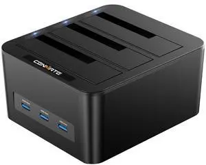 3 Bay Hard Drive Enclosure for 2.5/3.5" SATA HDD/SSD with USB A/C 3.0, Hard Drive Enclosure with 3 USB-A Ports Support Hot Swappable, Tool-Free HDD Enclosure 3 Bay Hard Drive Enclosure for 2.5/3.5" SATA HDD/SSD with USB A/C 3.0, Hard Drive Enclosure with 3 USB-A Ports Support Hot Swappable, Tool-Free HDD Enclosure