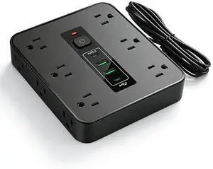 16-in-1 Surge Protector Power Strip with 12 AC Outlets, 2 USB-C & 2 USB-A Ports, 6.6FT Extension Cord, Overload Protection, Wide-Spaced Design for Home, Office, Gaming & Travel 16-in-1 Surge Protector Power Strip with 12 AC Outlets, 2 USB-C & 2 USB-A Ports, 6.6FT Extension Cord, Overload Protection, Wide-Spaced Design for Home, Office, Gaming & Travel