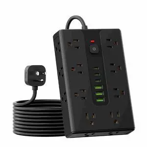 Power Board Surge Protector with 16 sockets, Equipped with 3 USB A and 3 USB C Ports, Suitable for Various Devices, Including Home, Office, and Dormitory (black6.5FT) Power Board Surge Protector with 16 sockets, Equipped with 3 USB A and 3 USB C Ports, Suitable for Various Devices, Including Home, Office, and Dormitory (black6.5FT)