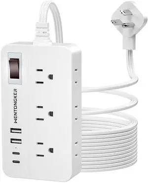 Surge Protector Power Strip - 5Ft Braided Extension Cord Flat Plug with 6 Outlets and 2 USB-A 2 USB-C Ports, 1080 Joules Wall Mounted Charging Station for Office Home ETL (15FT) Surge Protector Power Strip - 5Ft Braided Extension Cord Flat Plug with 6 Outlets and 2 USB-A 2 USB-C Ports, 1080 Joules Wall Mounted Charging Station for Office Home ETL (15FT)