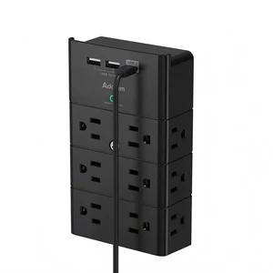 Multi Plug Wall Outlet, Surge Protector Wall Mount with 12 Outlet Extender 4 Sides and 3 USB Ports (1 USB-C), Outlet Splitter Power Strip for Home Office Dorm Room Essentials, Black Multi Plug Wall Outlet, Surge Protector Wall Mount with 12 Outlet Extender 4 Sides and 3 USB Ports (1 USB-C), Outlet Splitter Power Strip for Home Office Dorm Room Essentials, Black