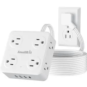 Flat Plug Power Strip with USB C, 6.5FT Flat Extension Cord - 8 AC Outlets and 4 USB(1 USB C), Power Strip with Surge Protector, Wall Mount Charging Station Office Home (White, 15 FT) Flat Plug Power Strip with USB C, 6.5FT Flat Extension Cord - 8 AC Outlets and 4 USB(1 USB C), Power Strip with Surge Protector, Wall Mount Charging Station Office Home (White, 15 FT)