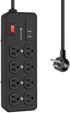 8 Outlet Heavy Duty Power Strip with PD20W USB 1200 Joules 6FT Cord | Workshop Metal Power Strip Surge Protection 15A Wide Spaced Outlet 8 Outlet Heavy Duty Power Strip with PD20W USB 1200 Joules 6FT Cord | Workshop Metal Power Strip Surge Protection 15A Wide Spaced Outlet